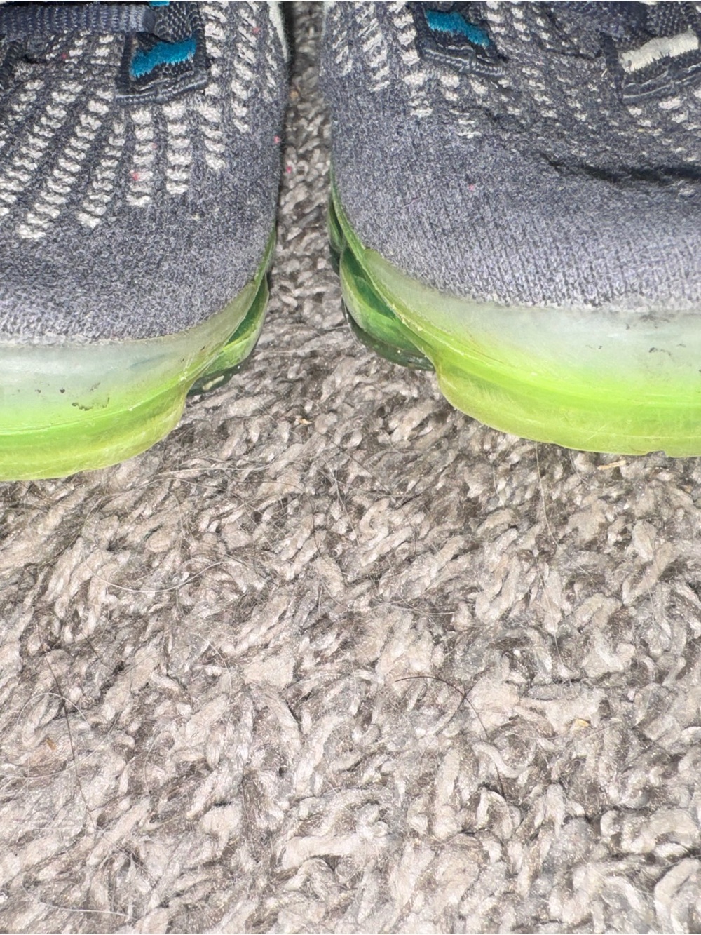 Nike Kids Grey Knit Sneakers with Neon Green Air Sole